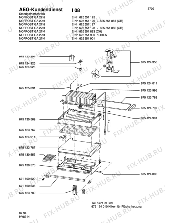 Взрыв-схема холодильника Aeg ARC2794GA - Схема узла Internal parts freezer